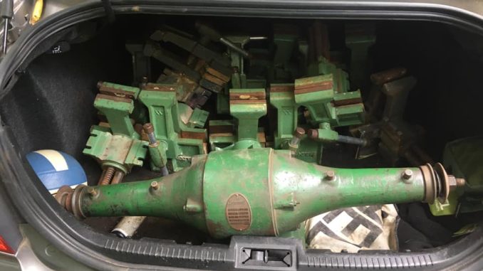 trunk full of bench vises